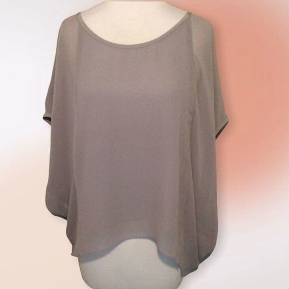 Aritzia Babaton 100% Silk Taupe Dolman Sleeve Evening Blouse M‎ - Picture 1 of 8